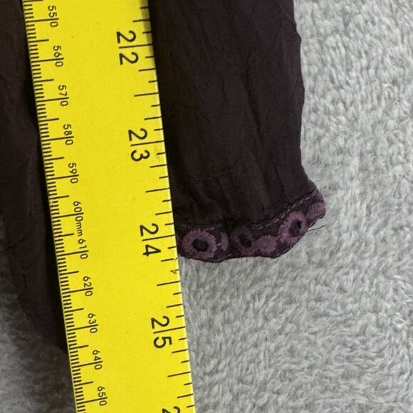 Johnny Was Top S Burgundy Floral Tunic Boho Embroidered V-Neck Long Sleeve - Picture 11 of 13